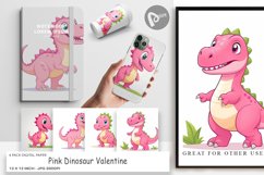 Digital Paper Pink Dinosaur Valentine Product Image 1