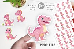 Pink Dinosaur Valentine Sticker Product Image 1