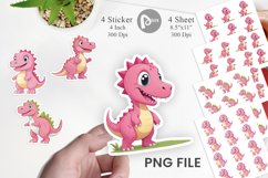 Pink Dinosaur Valentine Sticker Product Image 1