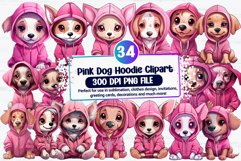 Pink Dog Hoodie Watercolor Clipart Bundle Product Image 1