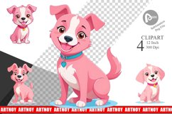 Pink Dog Valentine Clipart Product Image 1