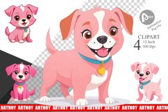 Pink Dog Valentine Clipart Product Image 1