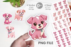 Pink Dog Valentine Sticker Product Image 1