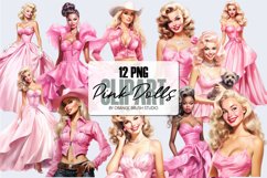 Pink Doll Clipart - Watercolor Pink Princes Clipart Bundle