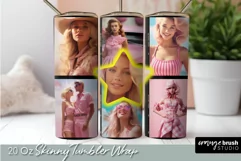 Pink Doll Tumbler Wrap Sublimation Pink Tumbler PNG Design