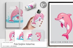 Digital Paper Pink Dolphin Valentine Product Image 1