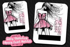 Pink Dress Birthday Money Card Holders | Print and Cut Product Image 1