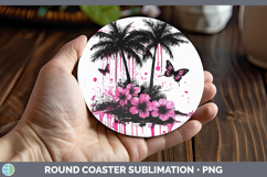 GorgeousPink Drips Round Coaster design.