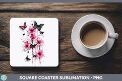 GorgeousPink Drips Square Coaster design.