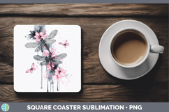 GorgeousPink Drips Square Coaster design.