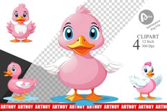 Pink Duck Valentine Clipart Product Image 1