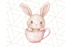 Pastel Pink Easter Bunny Egg and Flowers Clipart PNG Product Image 3