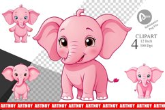 Pink Elephant Valentine Clipart Product Image 1