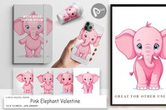 Digital Paper Pink Elephant Valentine Product Image 1