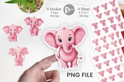 Pink Elephant Valentine Sticker Product Image 1