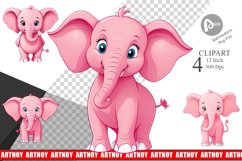 Pink Elephant Valentine Clipart Product Image 1