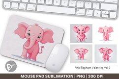 Mouse Pad Pink Elephant Valentine Product Image 1