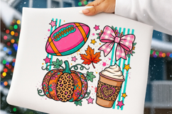 Pink Fall Football Pumpkin PNG Product Image 4
