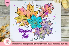 These are colorful fall leaves sublimation design with transparent background and high resolution of 300 dpi.