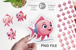 Pink Fish Valentine Sticker Product Image 1
