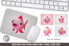 Mouse Pad Pink Fish Valentine Product Image 1