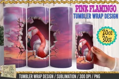Pink Flamingo - Hole in the wall Tumbler Wrap / Sublimation Product Image 1