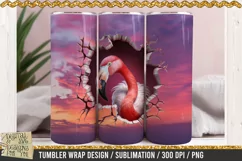 Pink Flamingo - Hole in the wall Tumbler Wrap / Sublimation Product Image 2