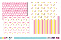 Printable tropical paper with pineapple and watermelon designs