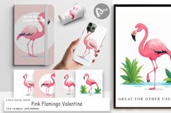 Digital Paper Pink Flamingo Valentine Product Image 1