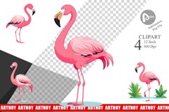 Pink Flamingo Valentine Clipart Product Image 1