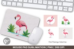 Mouse Pad Pink Flamingo Valentine Product Image 1