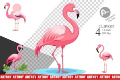 Pink Flamingo Valentine Clipart Product Image 1