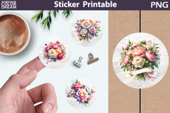 Pink Floral Sticker | Roses Peonies Sticker Product Image 1