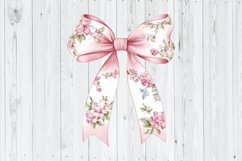 Pink Floral Print Coquette Bow PNG, Spring Bow PNG Product Image 1