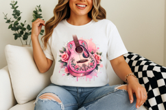 pink floral cowgirl guitar png, western music clipart sublimation, girly cowgirl guitar png design, rustic floral guitar sublimation, country music cowgirl png file, trendy cowgirl guitar clipart, pink guitar cowgirl sublimation design, rodeo cowgirl musi