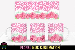 Pink Floral Leopard Mug Sublimation I 11 Oz Mug Sublimation PNG 
