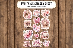 Pink Floral Printable Stickers - PNG Sticker Sheet