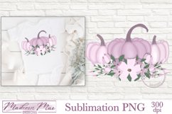 Pink Floral Pumpkins Sublimation PNG Clip art Product Image 1
