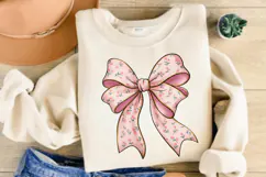 Pink Floral Toile Coquette Bow PNG, Coquette Bow Floral Pink Product Image 2