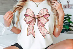 Pink Floral Toile Coquette Bow PNG, Coquette Bow Floral Pink Product Image 3