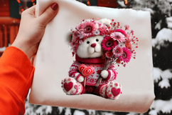 Pink Floral Valentine's Day Bear Clipart Product Image 2
