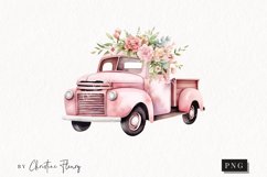 Pink Floral Vintage Truck PNG | Spring PNG Product Image 1