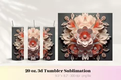 Pink Flower 3d Tumbler Wrap | 3d Flower Png | 3d Sublimation