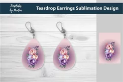 Pink Flower Earrings teardrop Sublimation Designs PNG