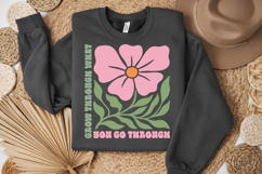 Motivational Floral PNG, Grow Through Quote Design Product Image 2