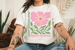 Motivational Floral PNG, Grow Through Quote Design Product Image 3