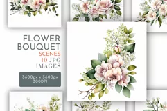Pink Flower Arrangements | Watercolour Clipart JPG Product Image 1
