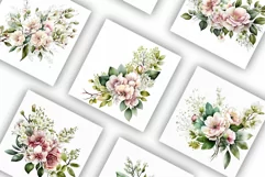 Pink Flower Arrangements | Watercolour Clipart JPG Product Image 2