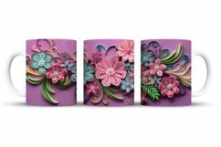 Flowers 3D Mug Wrap Sublimation Designs, 3d Mug, Flowers Png