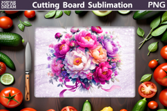 Pink Flowers Cutting Board | Floral Sublimation Product Image 1